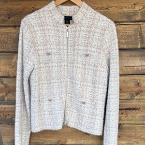 Adrienne Vittadini Cream Sweater Jacket